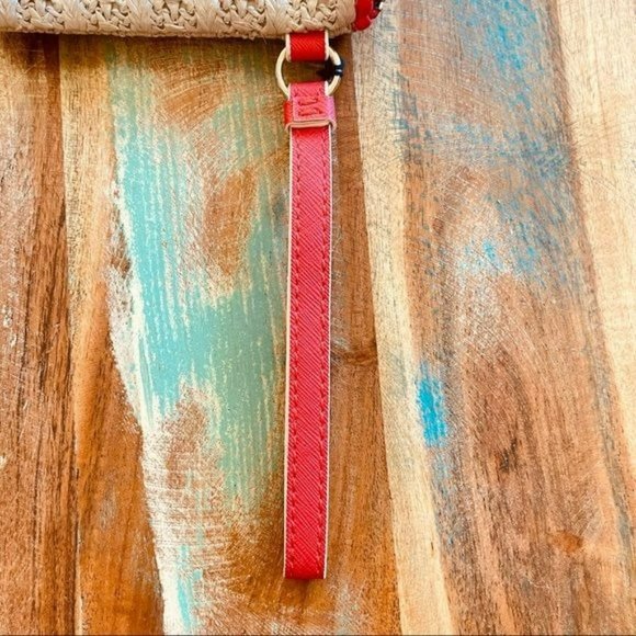 SIMPLY VERA VERA WANG Woven Straw & Faux Red Leather Medium Clutch - Picture 7 of 8